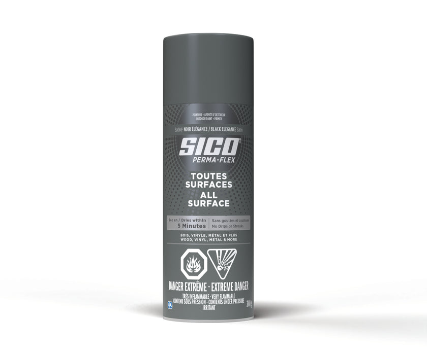 Peinture toute surface Permaflex en aérosol - Ext. - Noir élégance - Fini satiné - 340 g - SICO