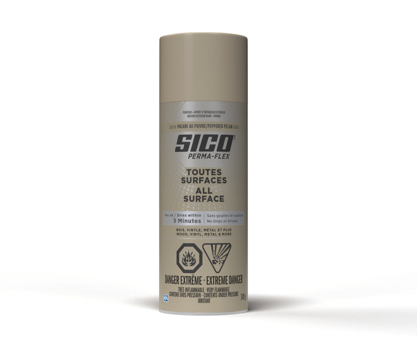 Peinture toute surface Permaflex en aérosol - Int./Ext. - Pacane au poivre - Fini satiné - 340 g - SICO