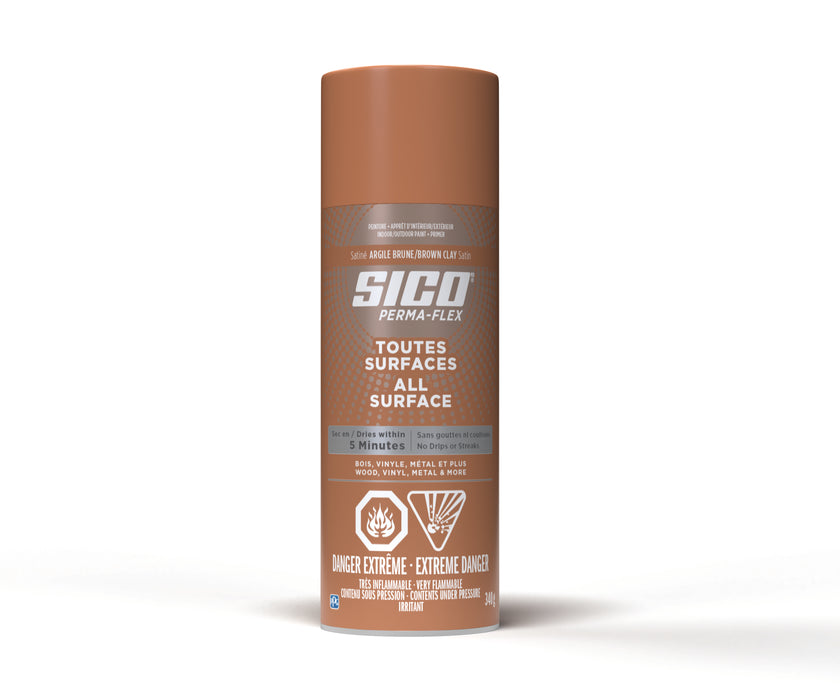 Peinture toute surface Permaflex en aérosol - Int./Ext. - Argile brune - Fini satiné - 340 g - SICO
