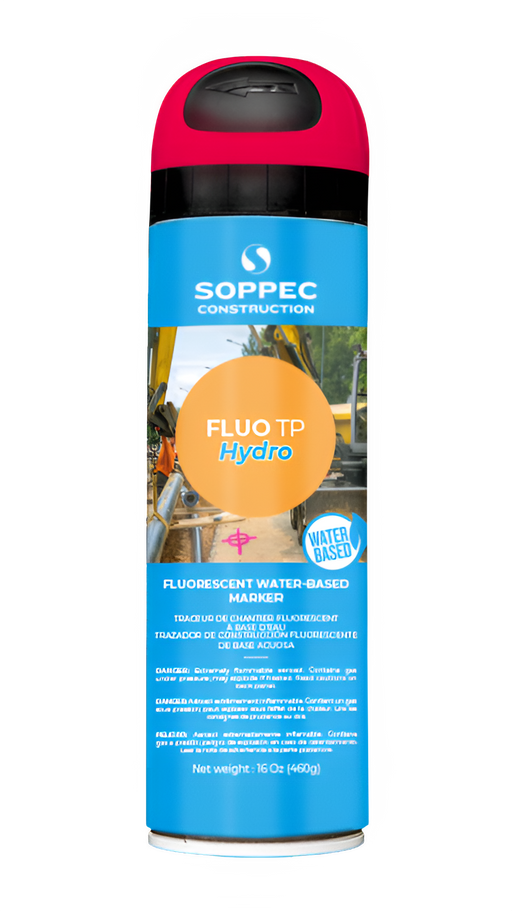 Peinture à tracer en aérosol à base d'eau Fluo TP Hydro - 460 g - Cerise SOPPEC - Quincaillerie G.H. Berger