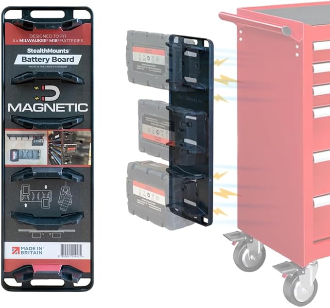 Support magnétique pour 3 batteries Milwaukee M18