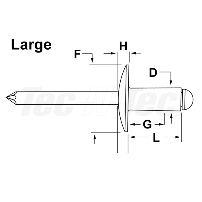 Rivet en aluminium 1/8" X 1/4" - Paquet de 100