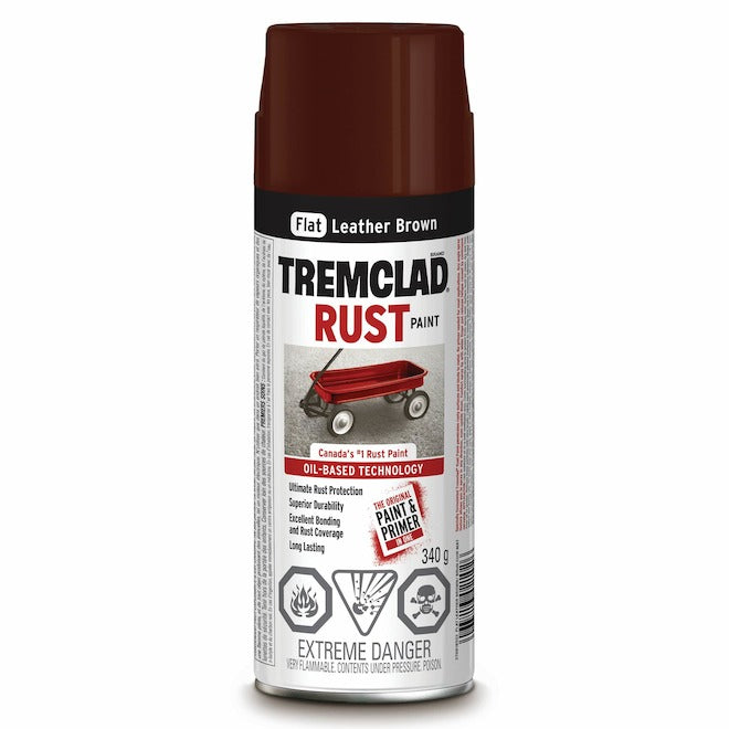 Peinture antirouille aérosol Tremclad - Cuir brun - Fini mat - 340 g