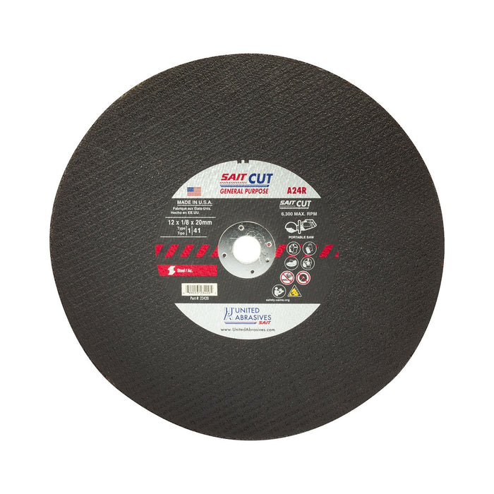 Meule de tronçonneuse pour métaux ferreux 12" - Arbre de 20 mm