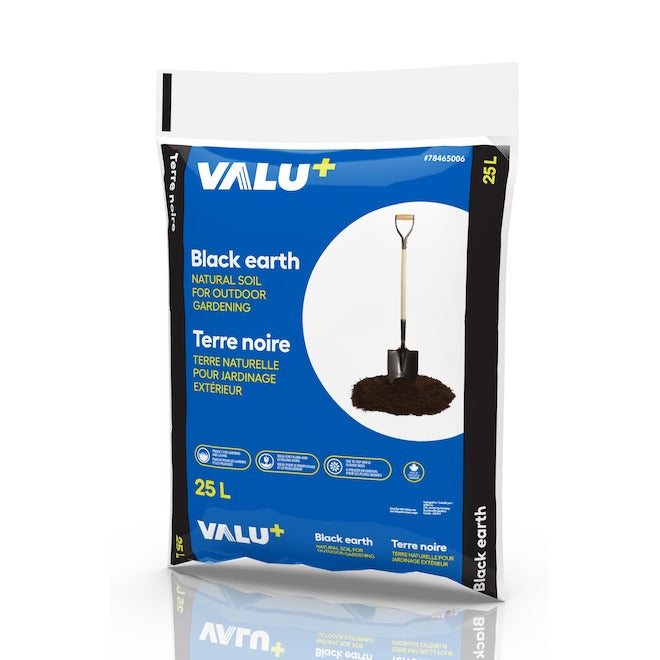Terre noire pour jardinage extérieur - 25 L VALU+