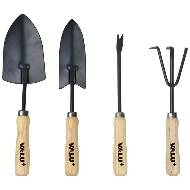 Ensemble de 4 outils manuels de jardin en acier VALU+