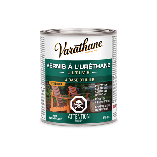 Vernis Ultime extérieur à base d'huile pour le bois semi-lustré - 946 mL Varathane - Quincaillerie G.H. Berger