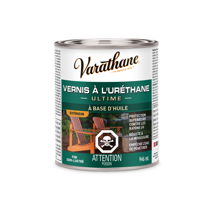 Vernis Ultime extérieur à base d'huile pour le bois semi-lustré - 946 mL Varathane - Quincaillerie G.H. Berger