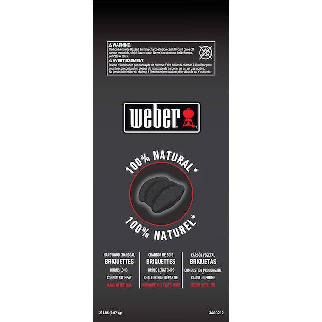 Briquettes de charbon de bois Weber - 20 lb - Quincaillerie G.H. Berger